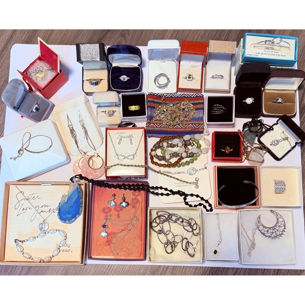 Jewelry Lot – Rings, Necklaces, Bracelets, Pendants, Gift Boxes